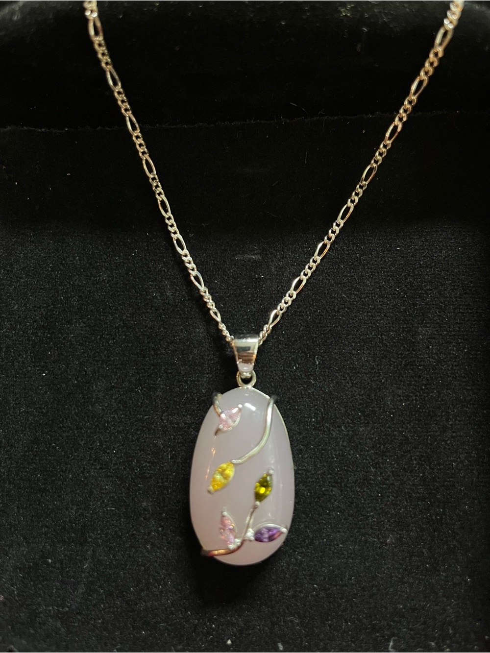 Sterling Silver Lavender Stone Pendant Necklace with Multicolor Accents